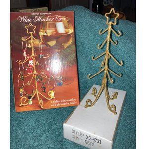 VTG 2003 NIB Boston Warehouse Wine Markers Golden Tree Christmas 13 pcs.